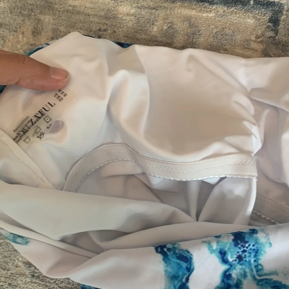 Nwt Zaful Ocean Wave Print one Shoulder One Piece Swimsuit - Picture 5 of 8